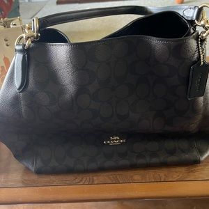 Coach brown leather shoulder bag